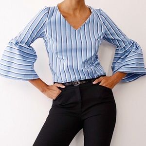 Emma V-neck stripped blouse